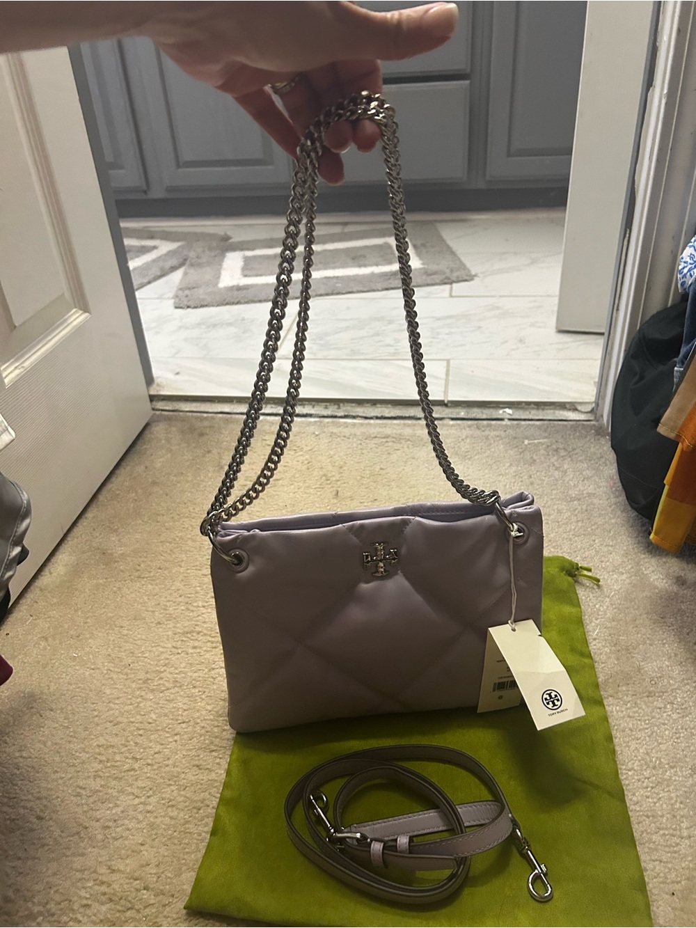 NWT TORY BURCH KIRA diamond quilted small shoulder bag.